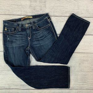 Big Star 28 Jeans Capri Cropped Maddie Mid Rise 27" Inseam Factory Distressing